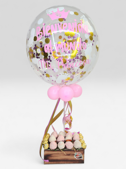 Combo Rosa o Azul Rocher & Globo Personalizado bebé